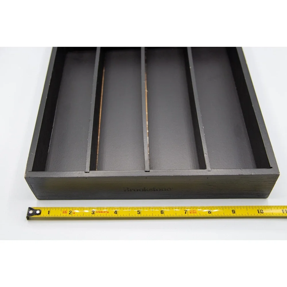 Brookstone Black Wood Drawer Organizer 5‎ Compartment Cutlery Tray 14.5x10.5